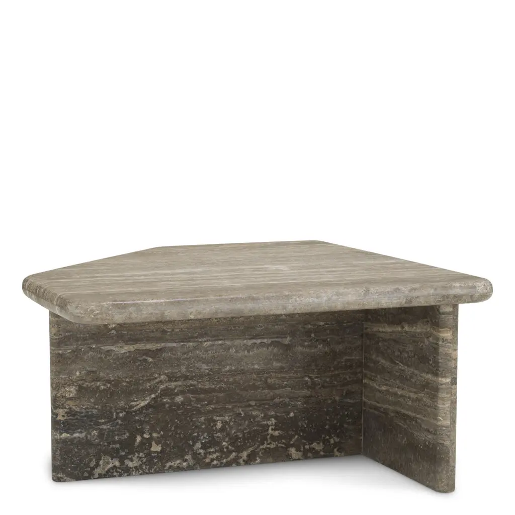 120310 Discover the Eichholtz Ciro S Coffee Table in exquisite silver travertine for endless elegance. Silver travertine offers a blend of durability and natural elegance, featuring soft silver-grey tones and subtle veining, making this coffee table suitable for modern and classic spaces. As a natural material, each piece of travertine is unique, with its own distinct pattern and character. The material is heat- and moisture-resistant, easy to maintain, and develops a timeless patina. Pair this Eichholtz table with the large Ciro coffee table for a match made in heaven.